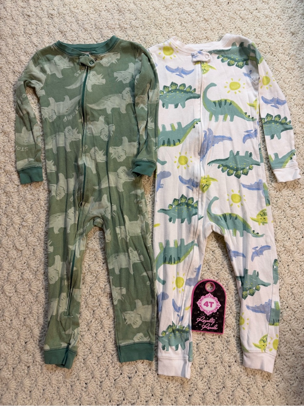 Carter's Dino Print Footless Pajama Set - Green, White, Blue, Yellow